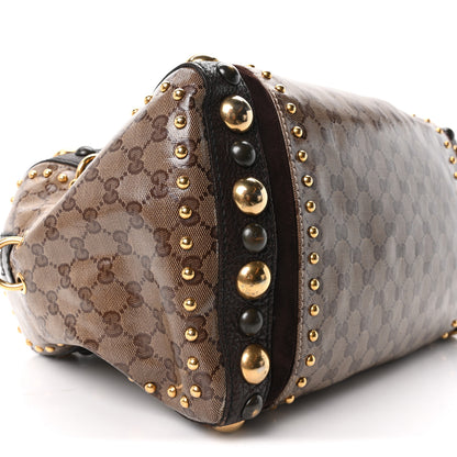 Gucci Crystal Monogram Studded Large Babouska Boston Dark Brown 9 of 10
