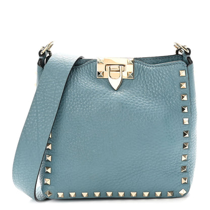 Valentino Garavani Pebbled Calfskin Mini Rockstud Flip-Lock Messenger Bag Atlantique 2 of 17