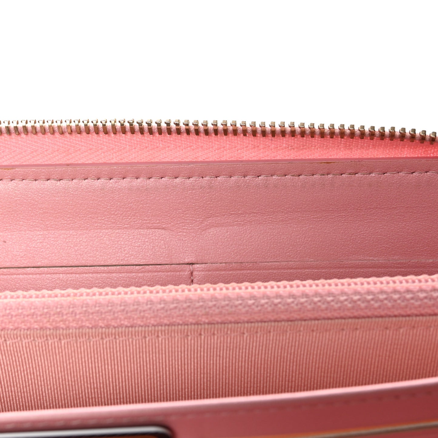 Iridescent Caviar Quilted Large Zip Around Organizer Wallet Pink