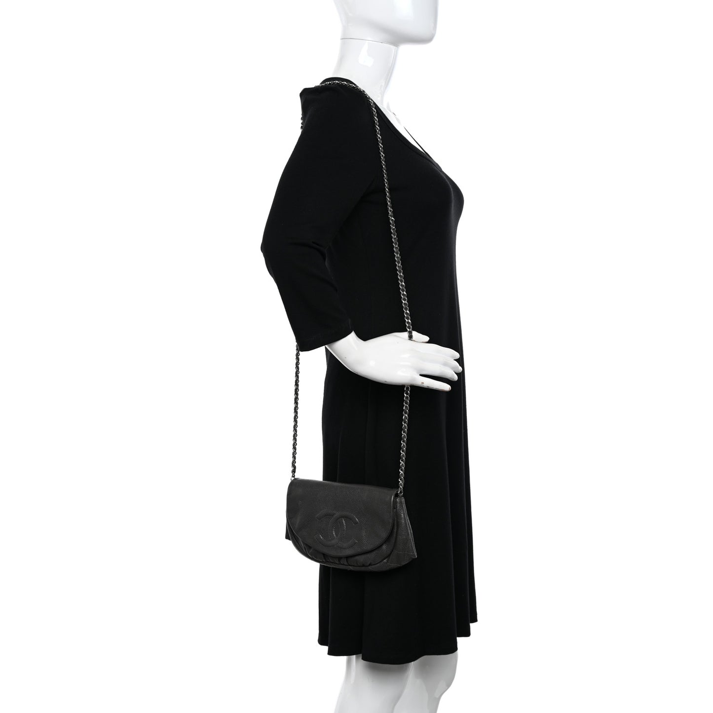 Caviar Half Moon Wallet On Chain WOC Dark Grey