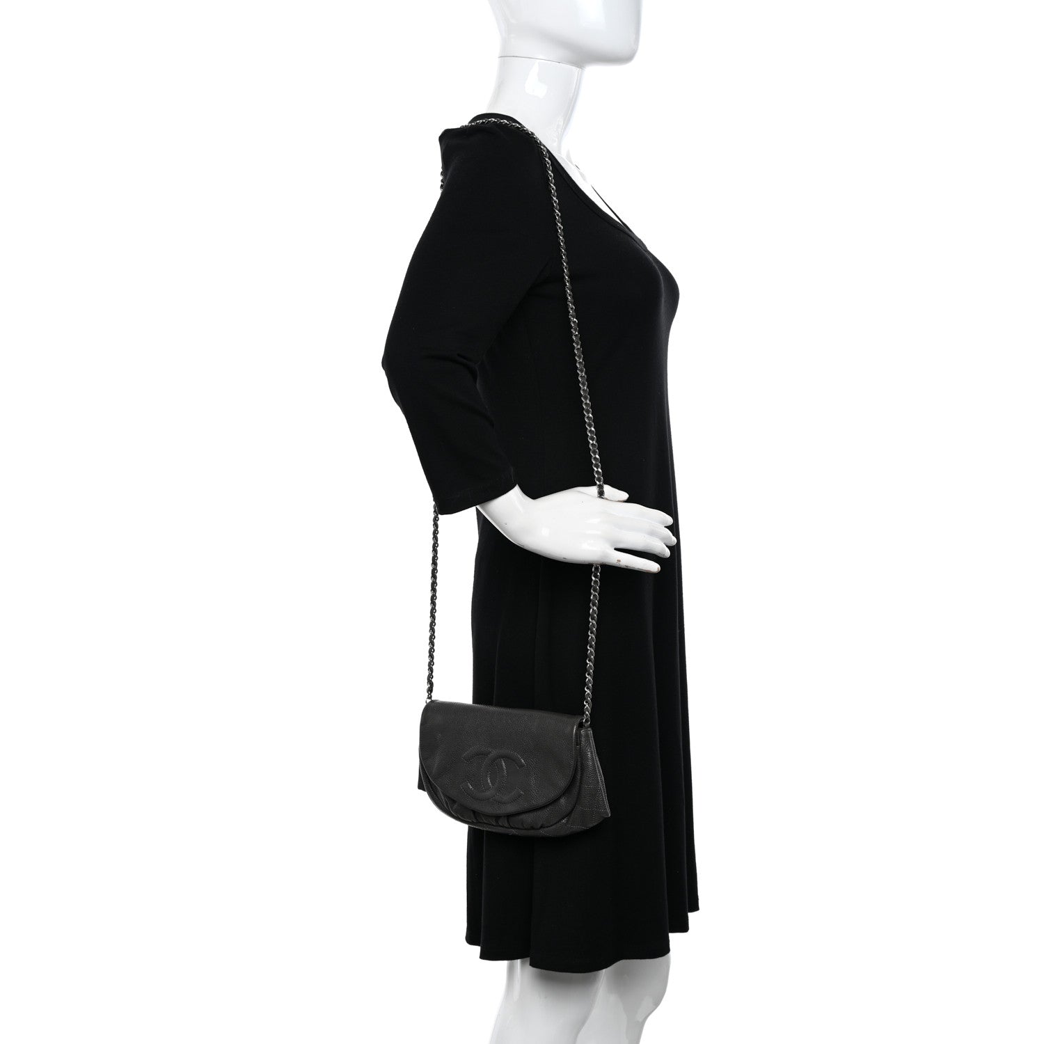 Chanel Caviar Half Moon Wallet On Chain WOC Dark Grey 2 of 11