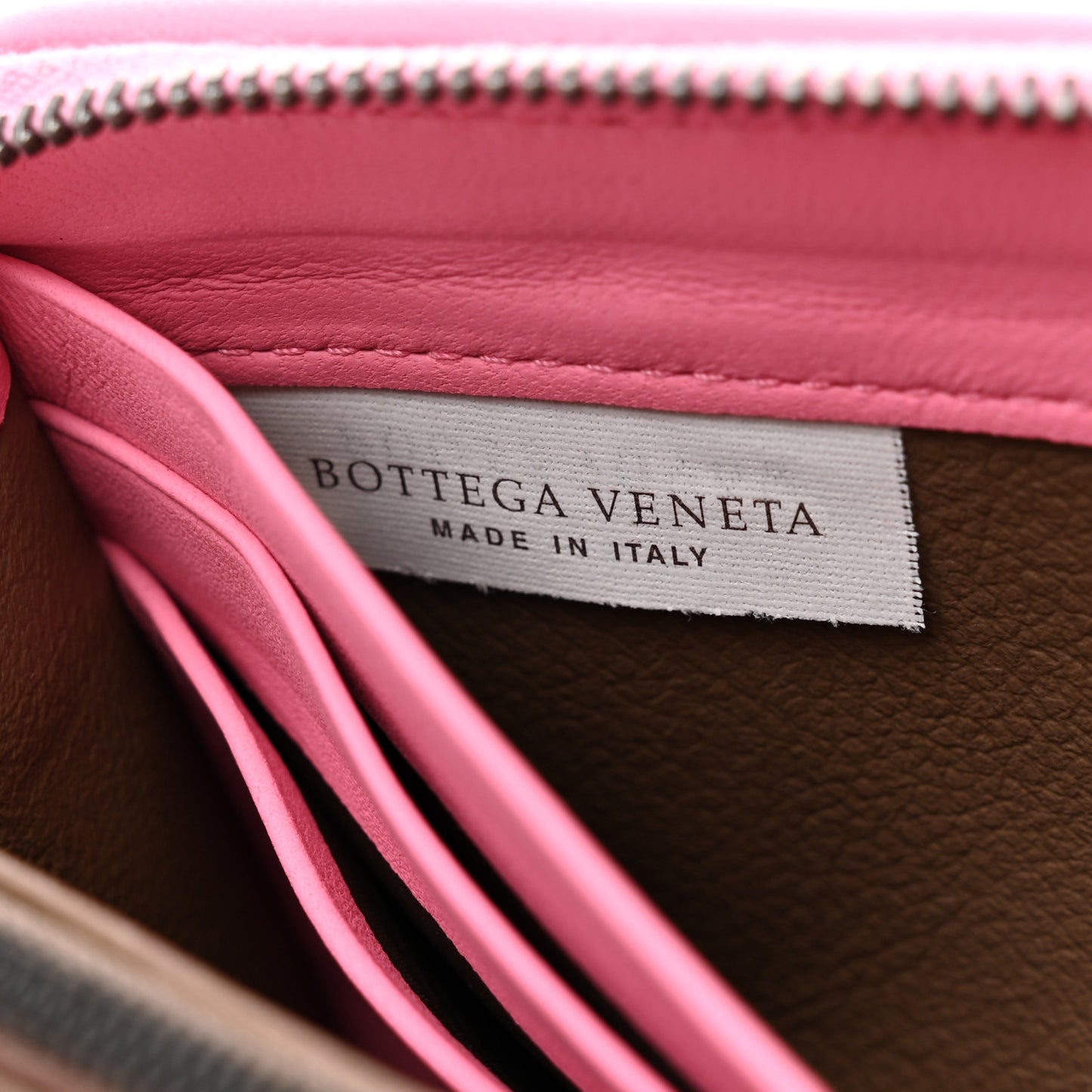 Nappa Intrecciato Zip Around Wallet Pink