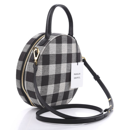 Mansur Gavriel Canvas Gingham Check Circle Crossbody Black White 4 of 9