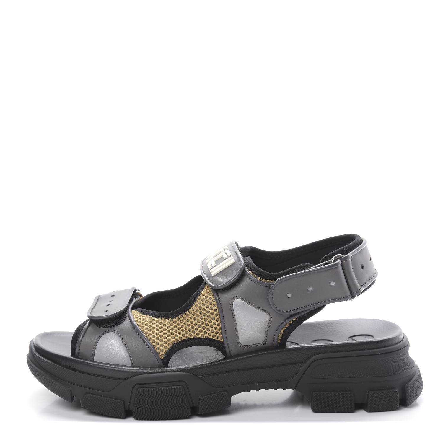 Gucci X SEGA Nappa Mesh Mens Aguru Sandals 9 Loess Black 1 of 8