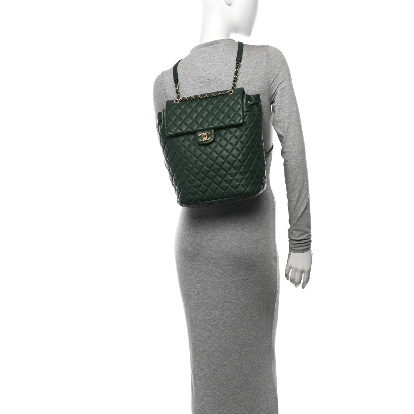 Calfskin Quilted Large Urban Spirit Backpack Dark Green