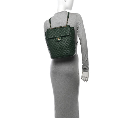 Chanel Calfskin Quilted Large Urban Spirit Backpack Dark Green 2 of 16