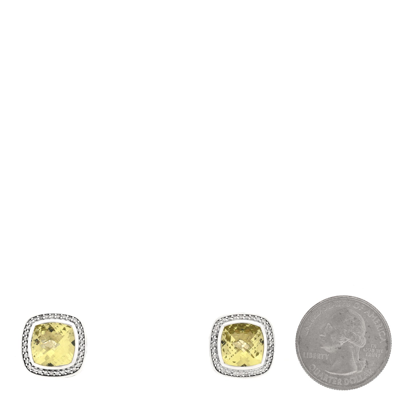 Sterling Silver Diamond Lemon Quartz 11mm Albion Earrings