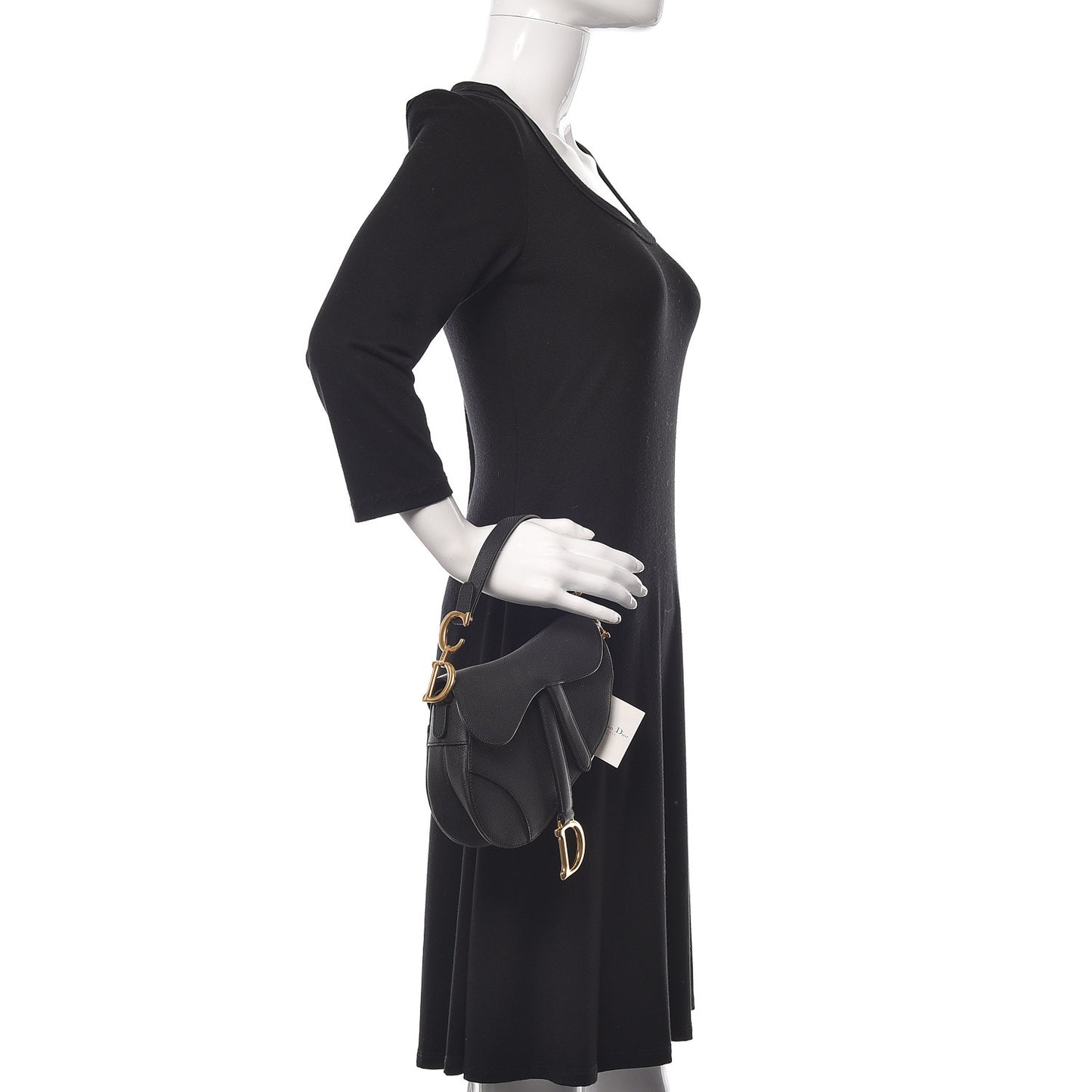 Grained Calfskin Mini Saddle Bag Black