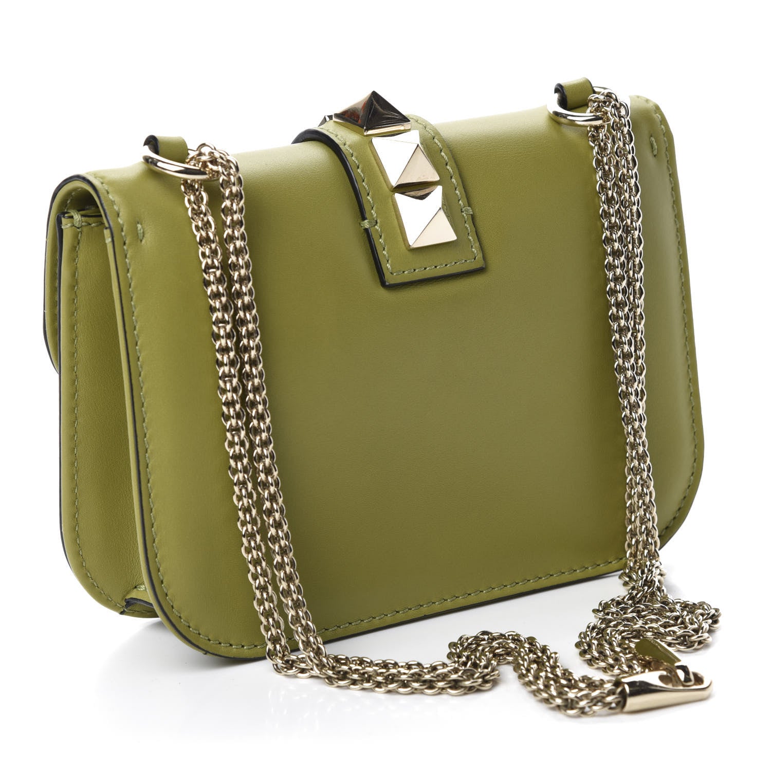 Valentino Garavani Vitello Small Glam Lock Rockstud Flap Green 3 of 13