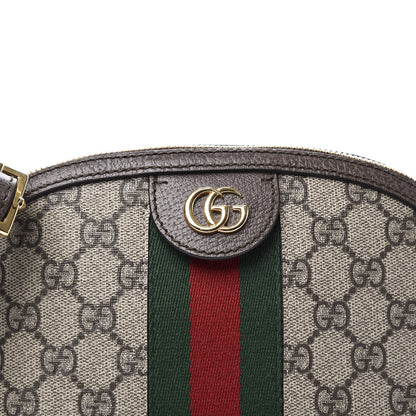 Gucci GG Supreme Monogram Textured Dollar Calfskin Web Small Ophidia Dome Shoulder Bag Beige Ebony New Acero 10 of 10