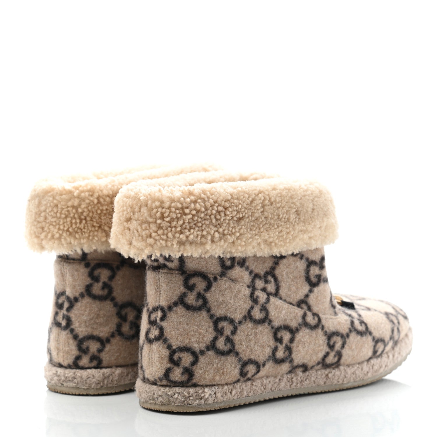 Gucci Covered Wool GG Monogram Womens Fria Horsebit Ankle Boots 40 Beige Ebony Butterscotch 4 of 9