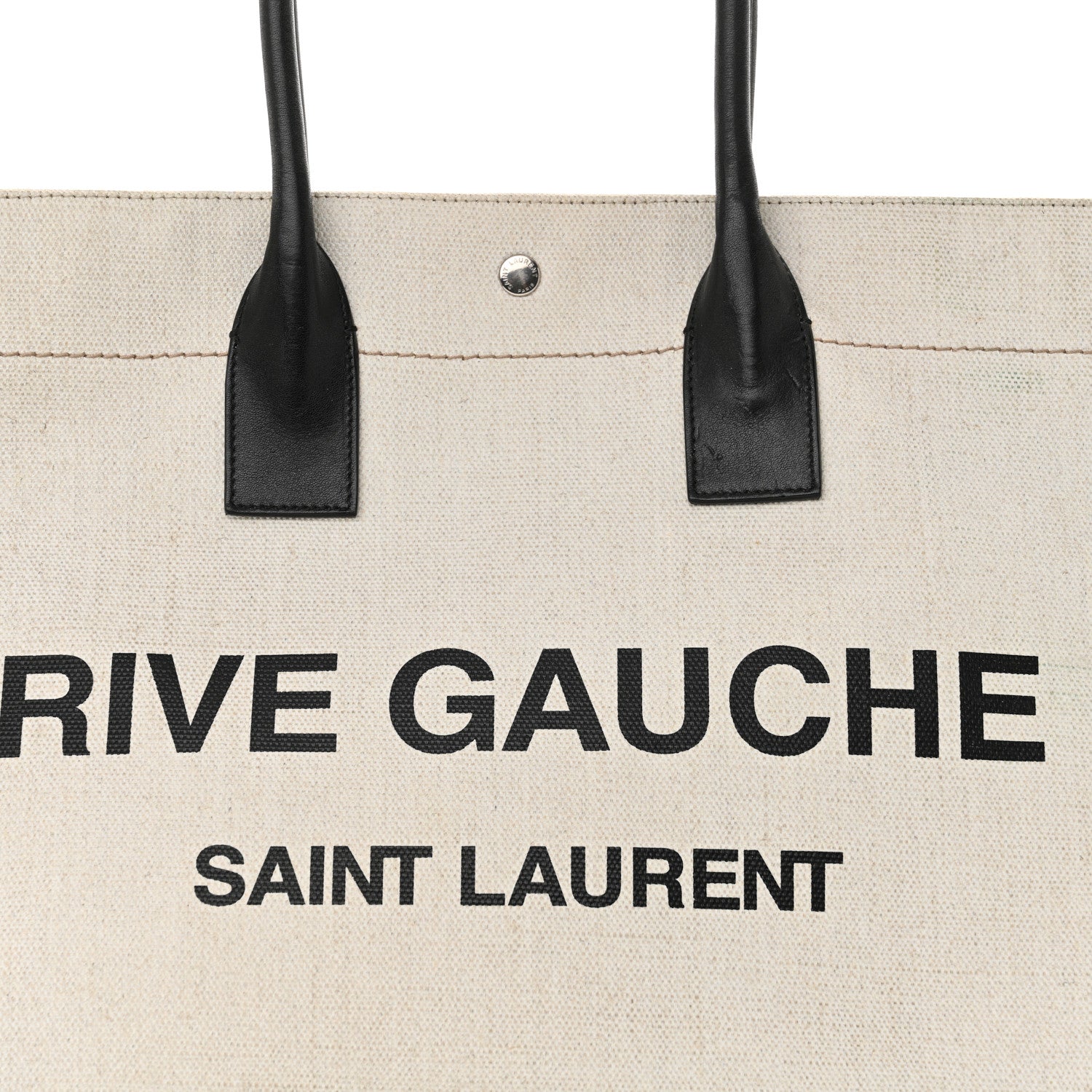 Saint Laurent Linen Calfskin Rive Gauche Tote Optic White 8 of 13