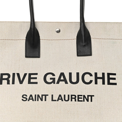 Saint Laurent Linen Calfskin Rive Gauche Tote Optic White 8 of 13
