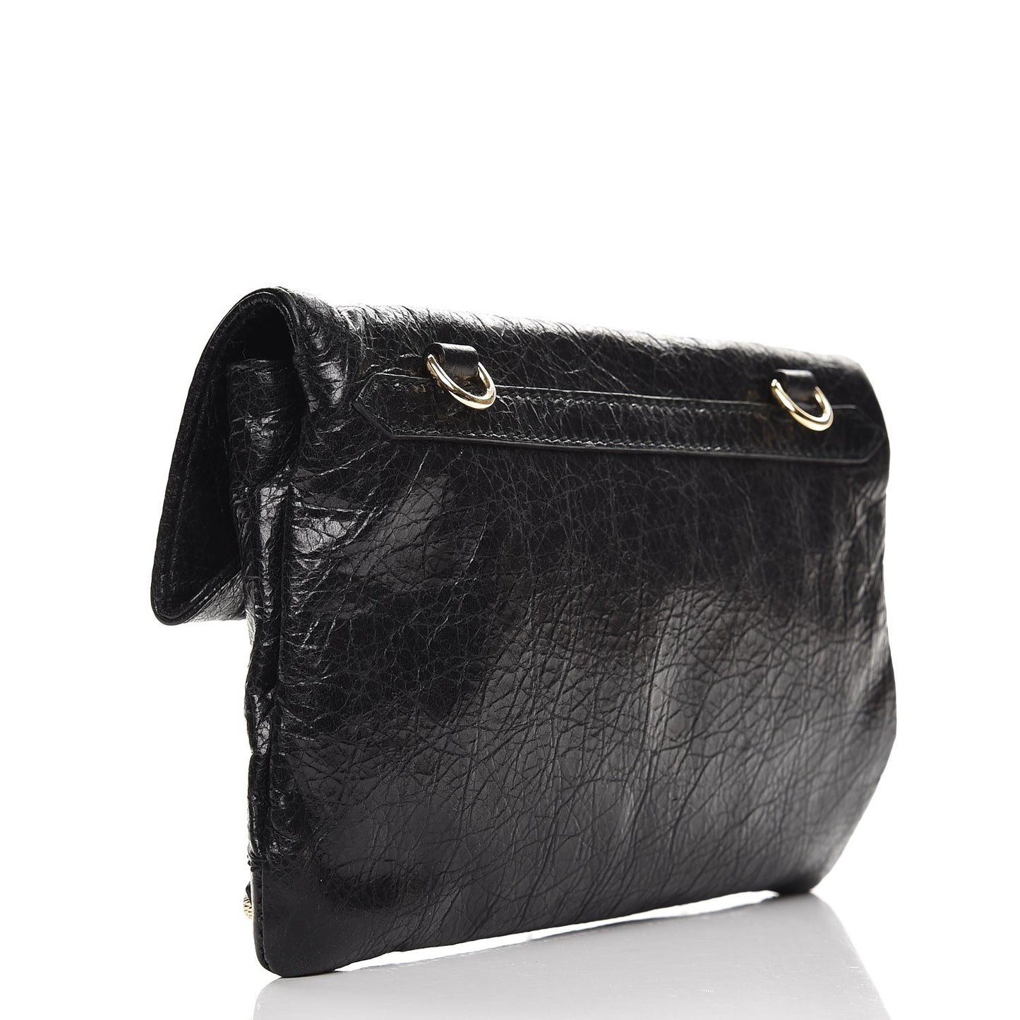Agneau Giant 12 Gold Hardware Mini Envelope Strap Clutch Black