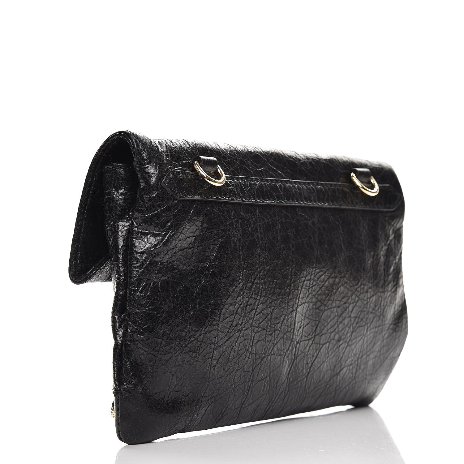 Balenciaga Agneau Giant 12 Gold Hardware Mini Envelope Strap Clutch Black 3 of 7