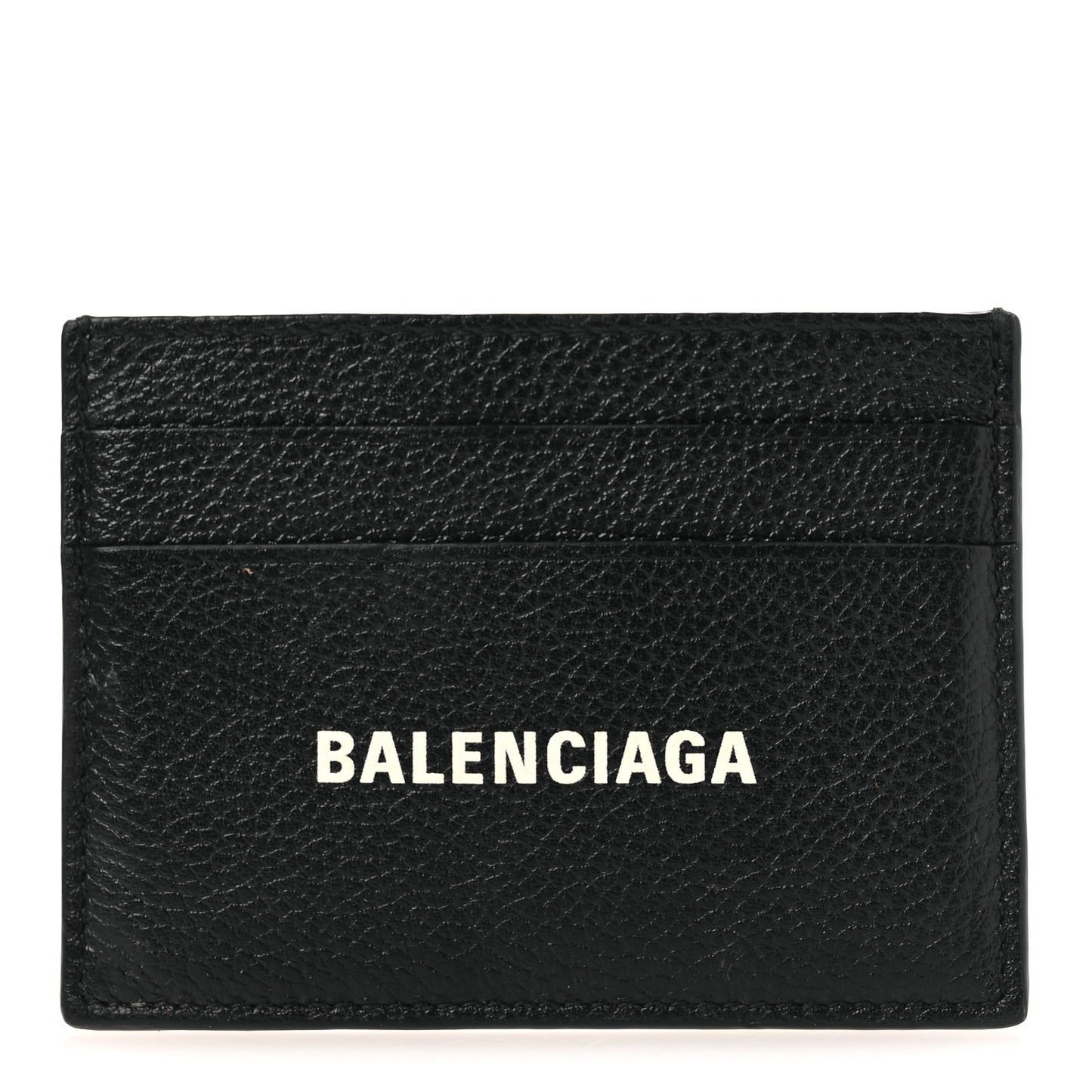 Grained Calfskin Logo Cash Card Holder Black White