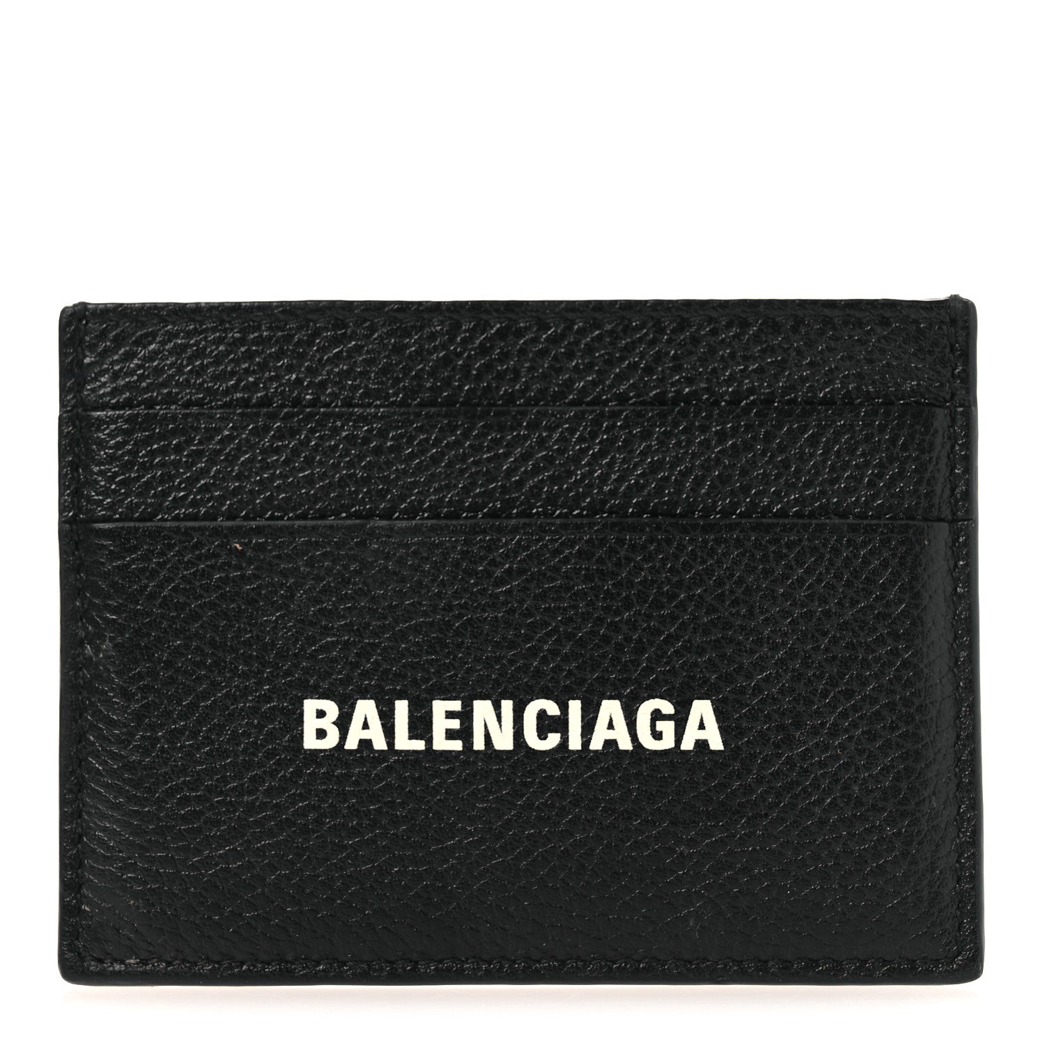 Balenciaga Grained Calfskin Logo Cash Card Holder Black White 1 of 10