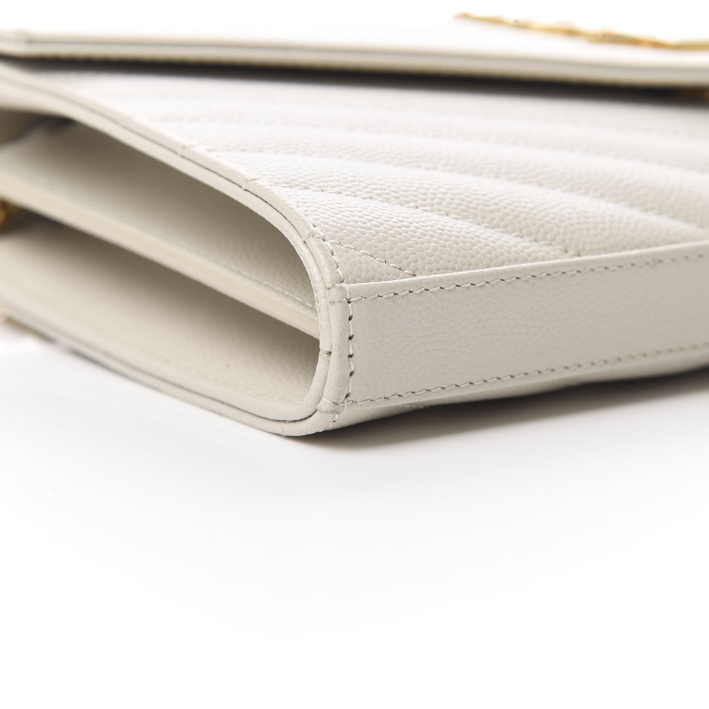 Grain De Poudre Matelasse Chevron Monogram Chain Wallet Crema Soft