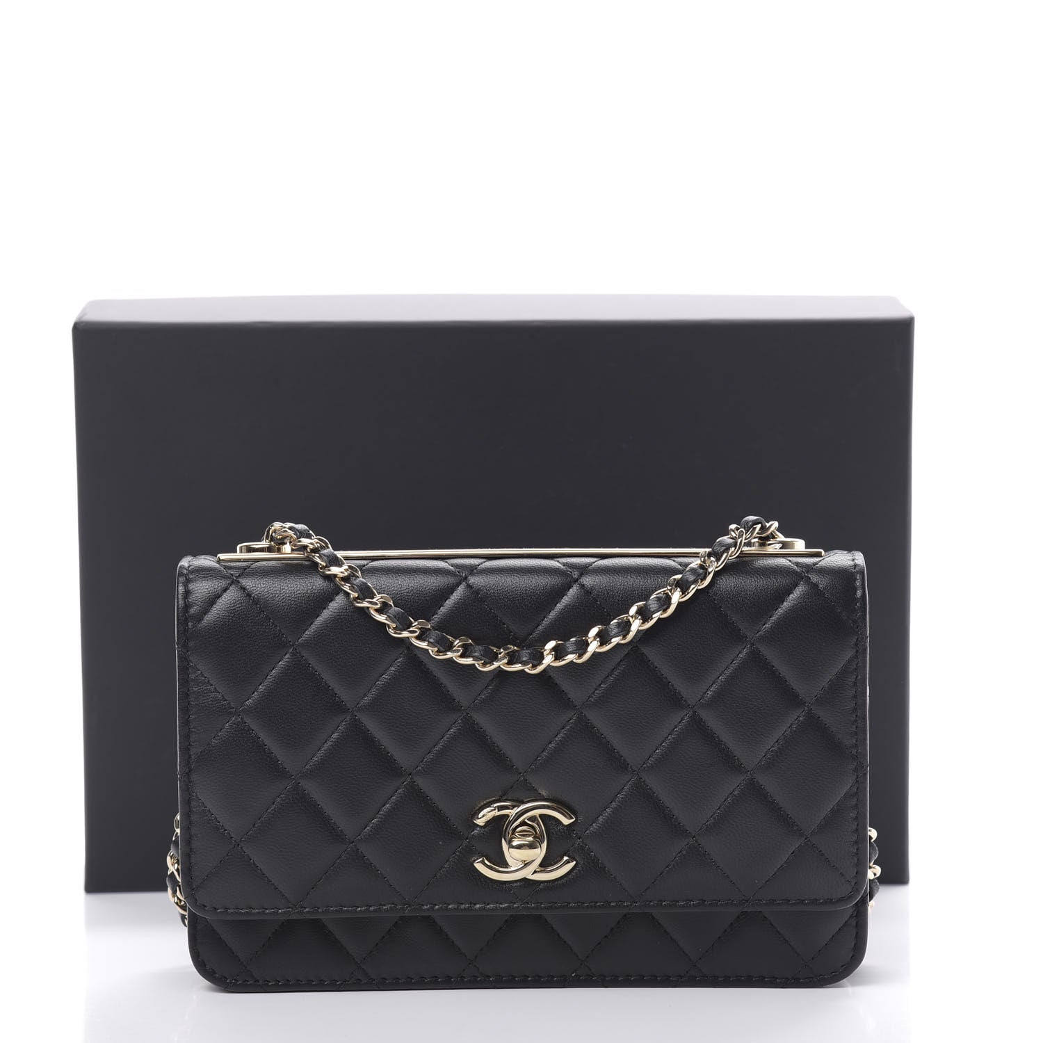 Chanel Lambskin Quilted Trendy CC Wallet On Chain WOC Black 15 of 15