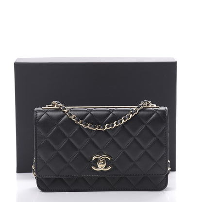 Chanel Lambskin Quilted Trendy CC Wallet On Chain WOC Black 15 of 15