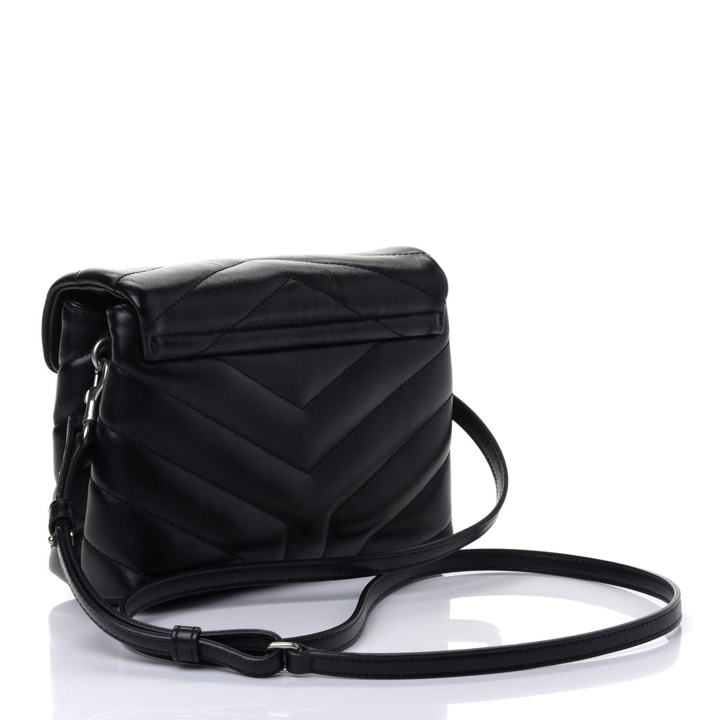 Calfskin Y Quilted Monogram Toy Loulou Crossbody Bag Black