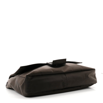 Fendi Econyl Nylon Cuoio Romano Monochrome Large Baguette Messenger Bag Ebano 4 of 10