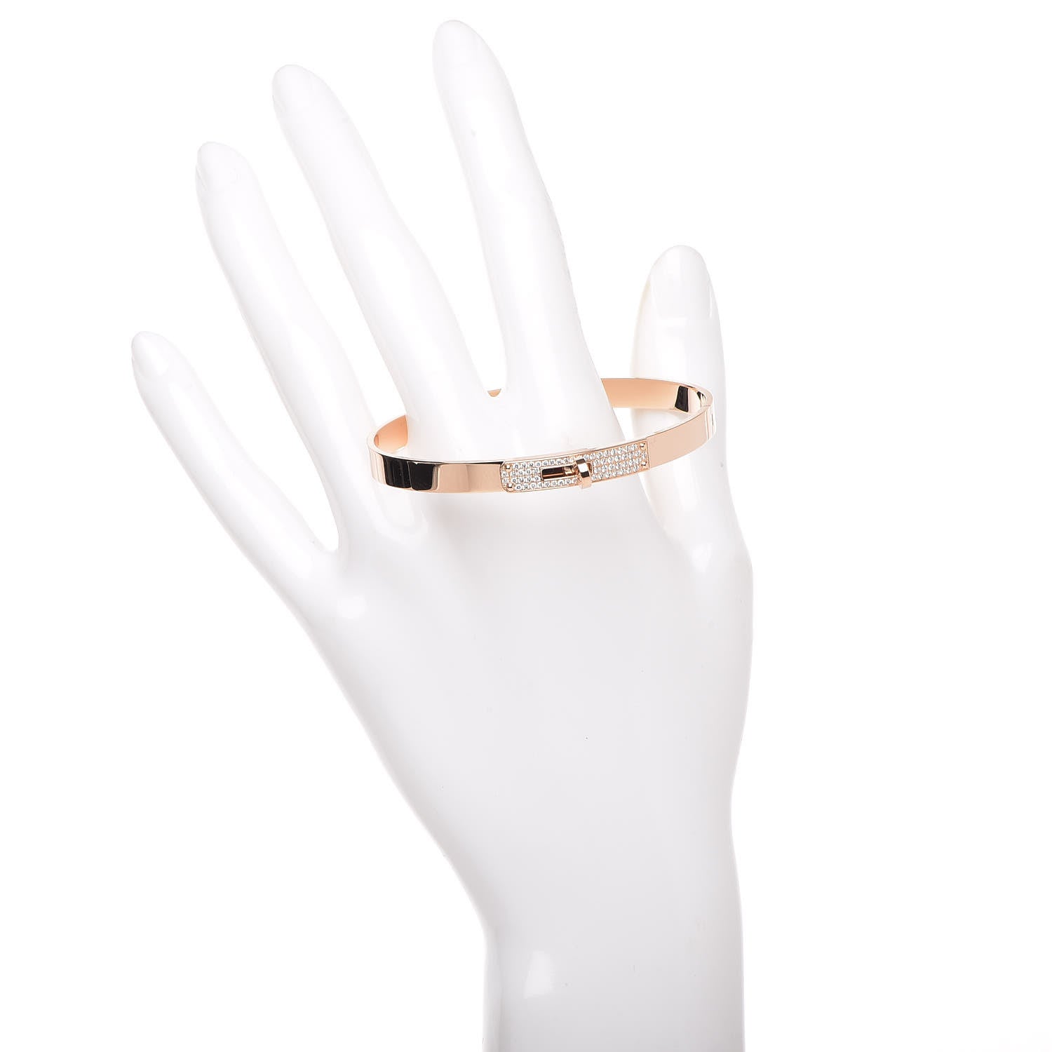 Hermes 18K Rose Gold Diamond PM Kelly Pave Bracelet ST 2 of 5