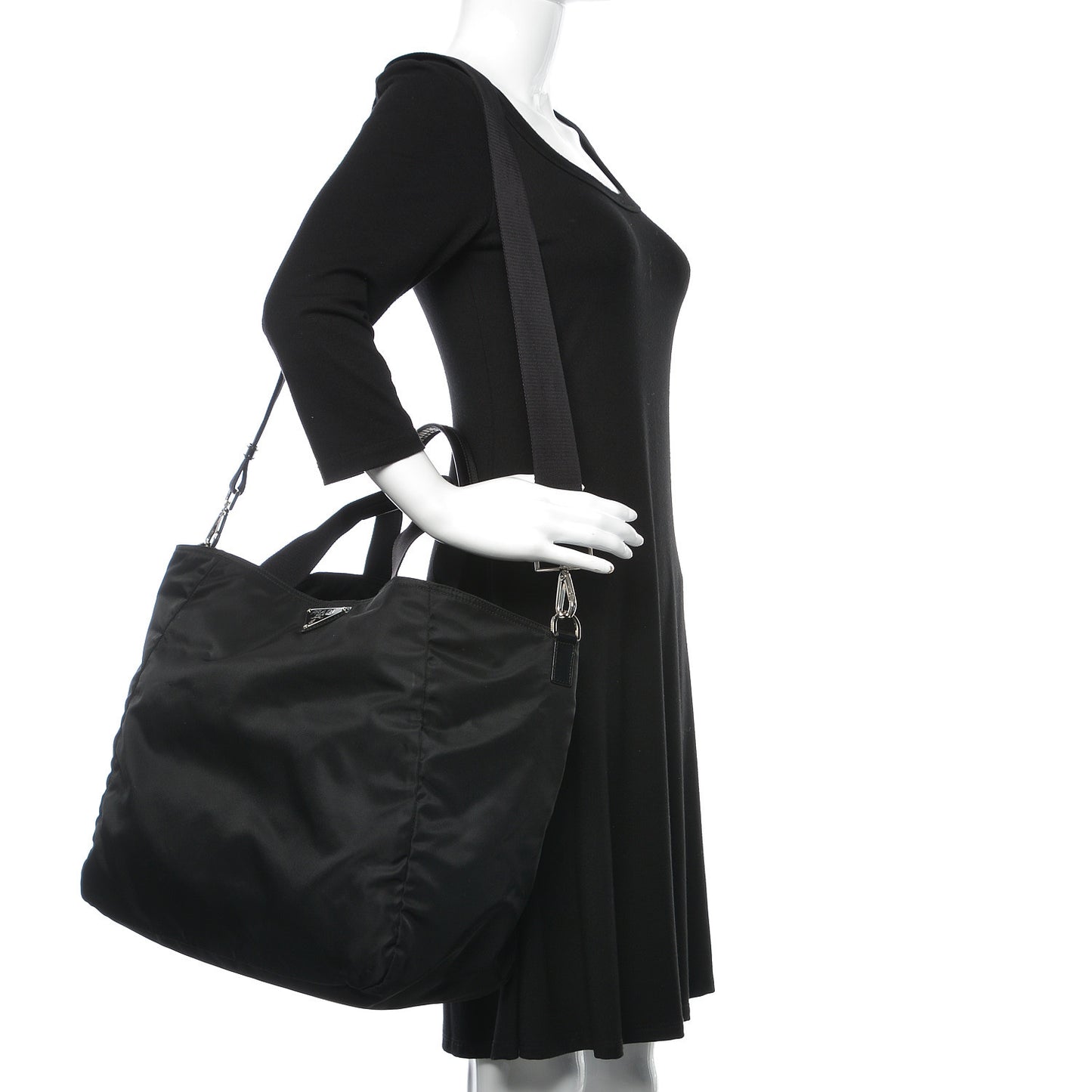 Nylon Vela Shopping Tote Black