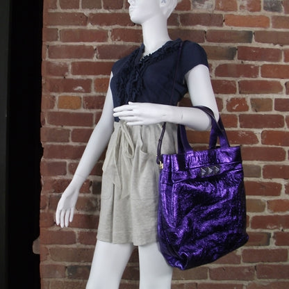 Marc Jacobs Leather Eve Shopper Tote Metallic Violet 2 of 12