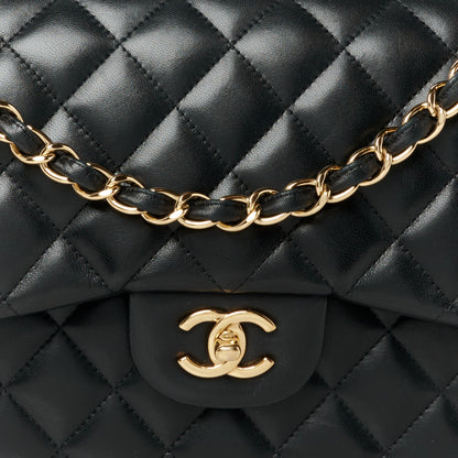 Chanel Lambskin Quilted Jumbo Double Flap Black 9 of 11