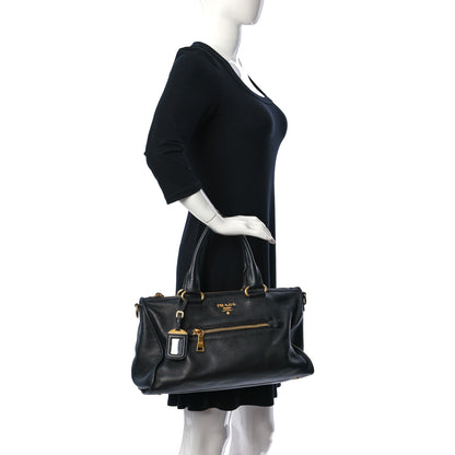 Prada Vitello Daino Shopping Satchel Black 2 of 9