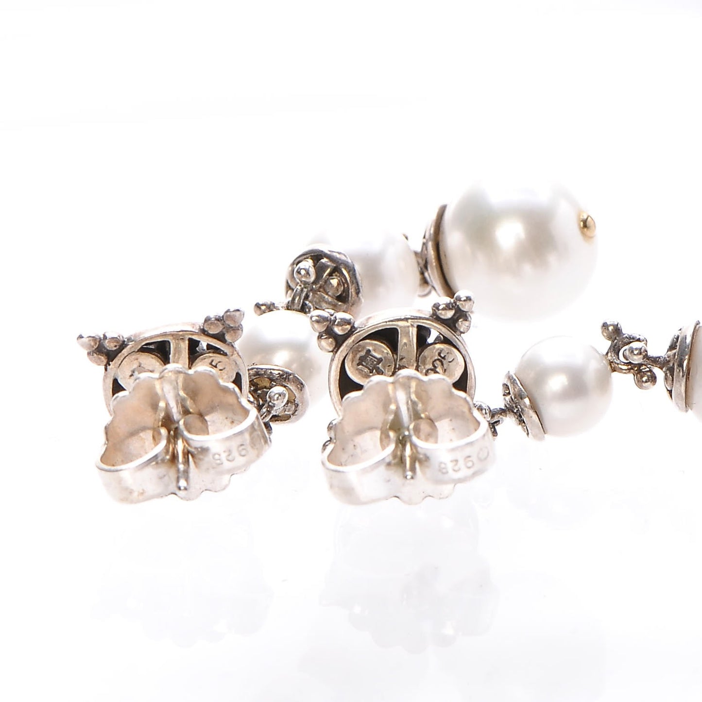 Sterling Silver 18K Yellow Gold Pearl Jaisalmer Drop Earrings