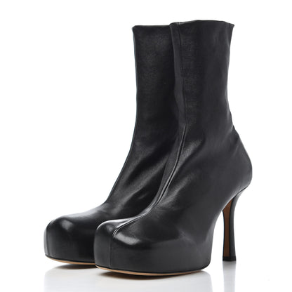 Bottega Veneta Nappa Platform Square Toe Ankle Boots 38 Black 3 of 16
