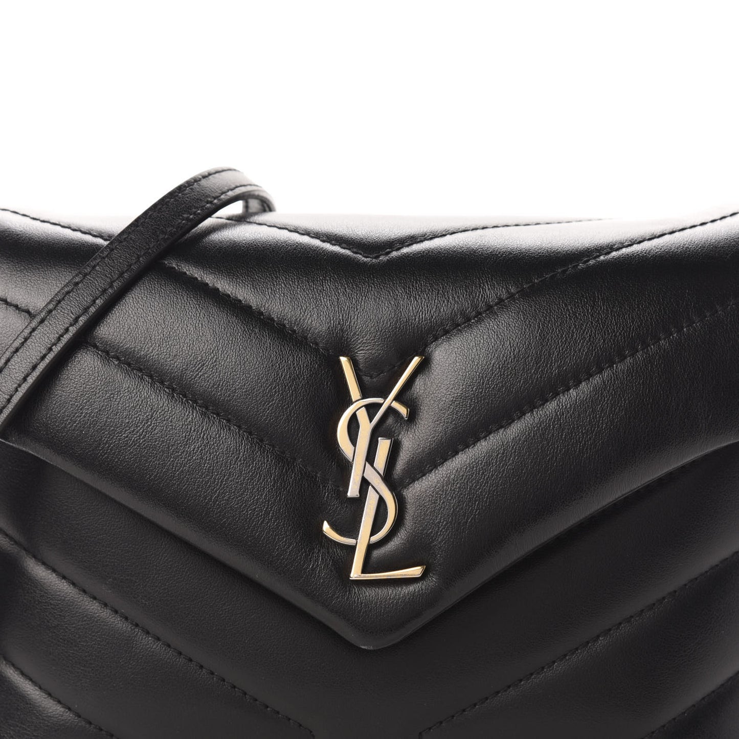 Calfskin Y Quilted Monogram Toy Loulou Crossbody Bag Black