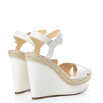 Christian Louboutin Calfskin Almeria 120 Wedge Sandals 39 Snow 4 of 10
