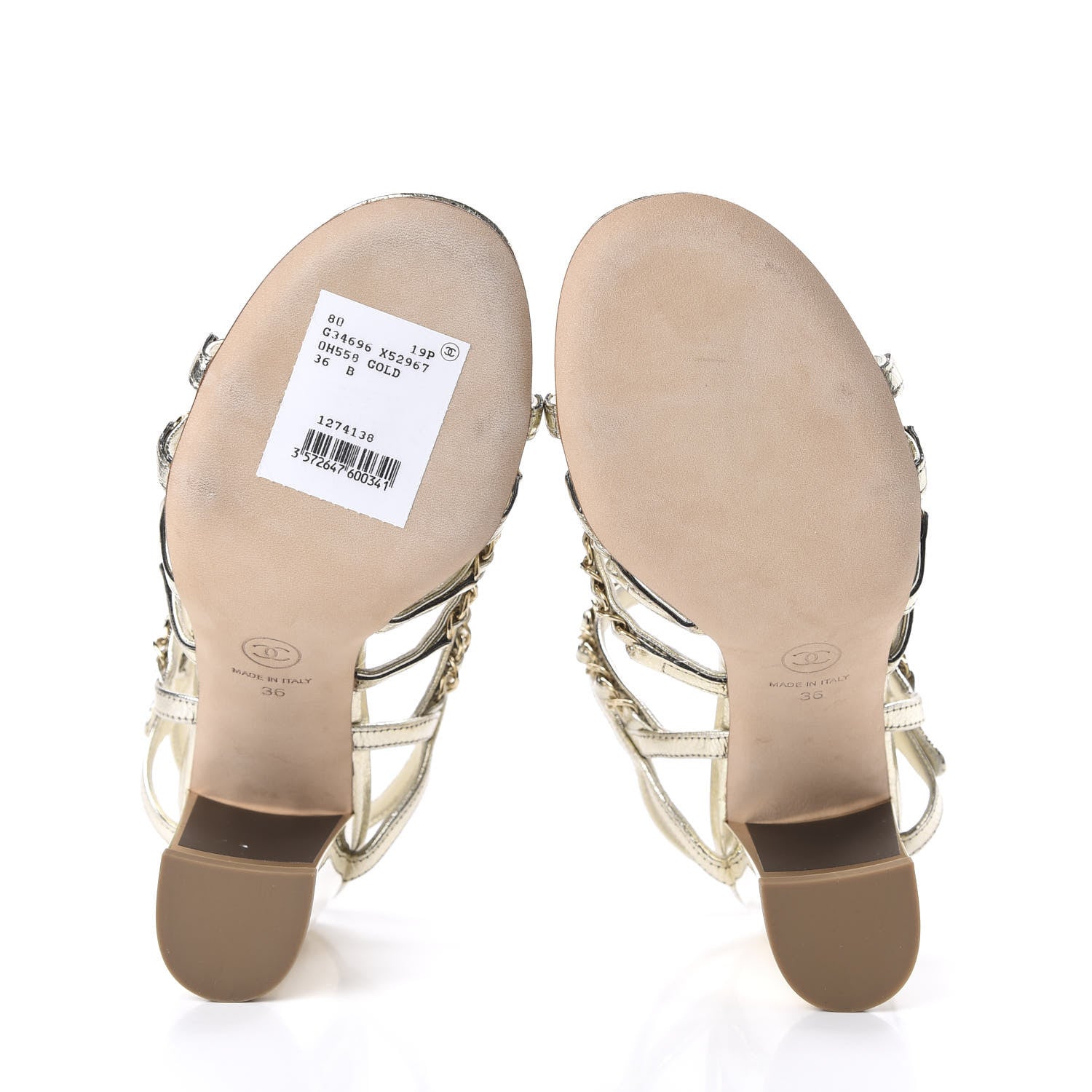 Chanel Lame Goatskin Chain Sandals 36 Gold 5 of 9