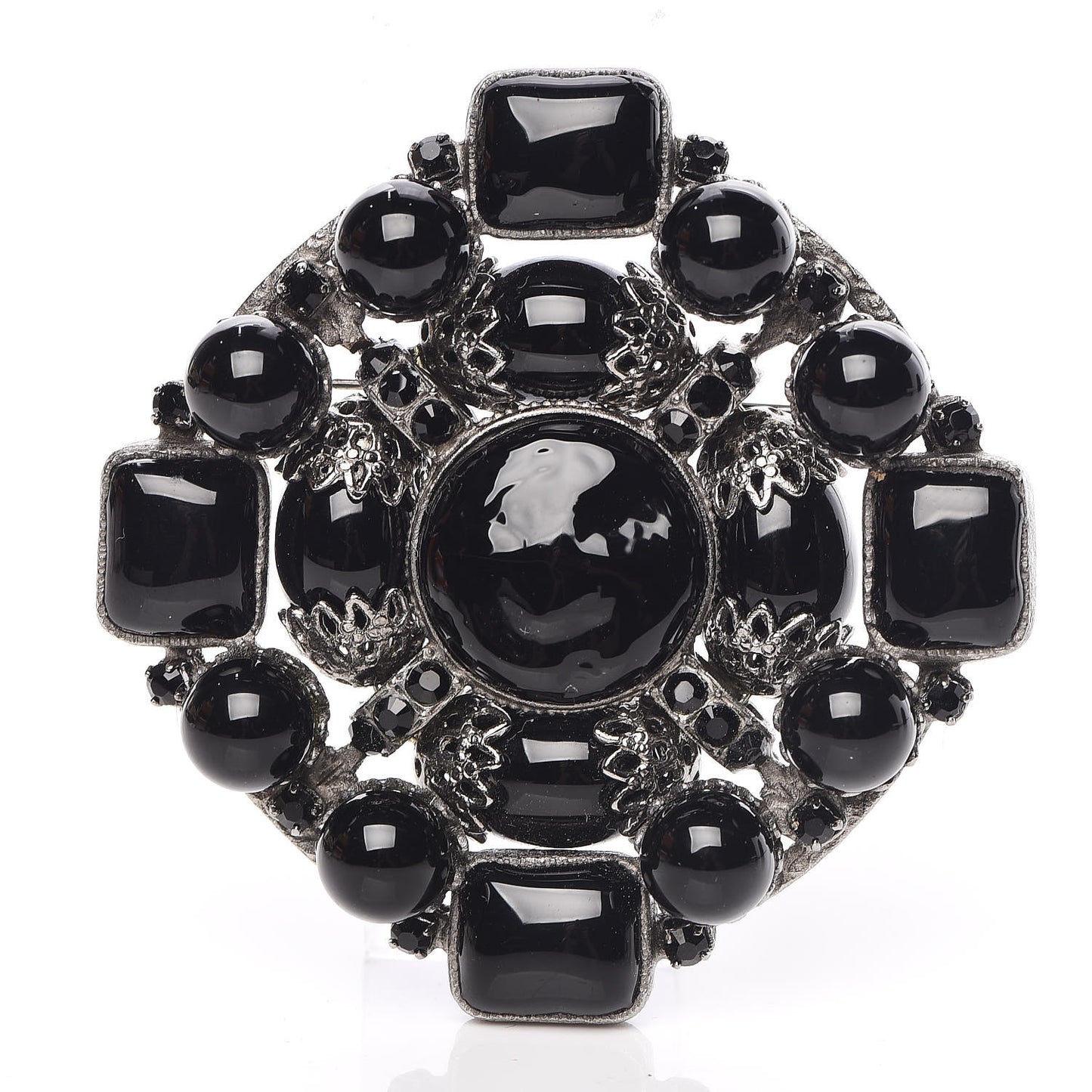 Enamel Brooch Black