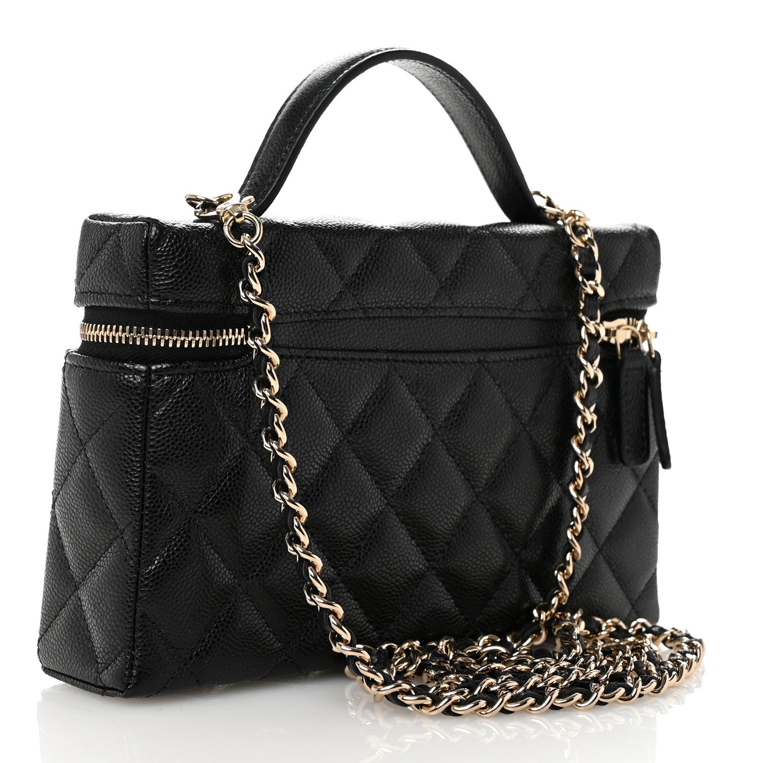 Chanel Caviar Quilted Top Handle Slim Vanity With Chain Black 3 of 11