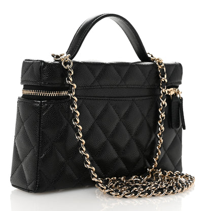 Chanel Caviar Quilted Top Handle Slim Vanity With Chain Black 3 of 11