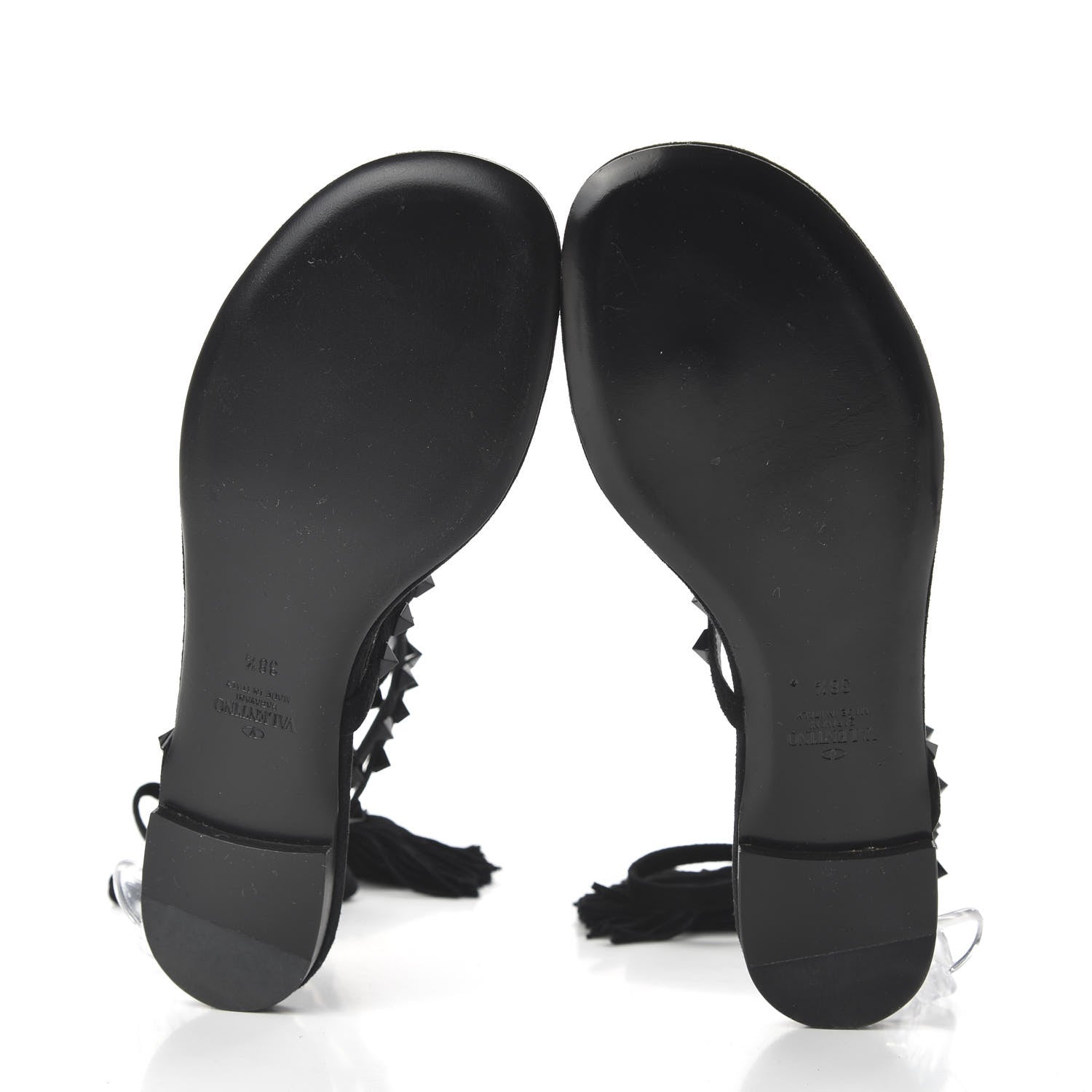 Valentino Garavani Suede Rockstud Flair Ankle Wrap Flat Sandals 38.5 Black 5 of 8