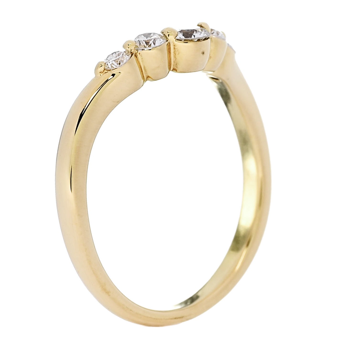 18K Yellow Gold Diamond .30ctw Curved Band Ring  50 5.25