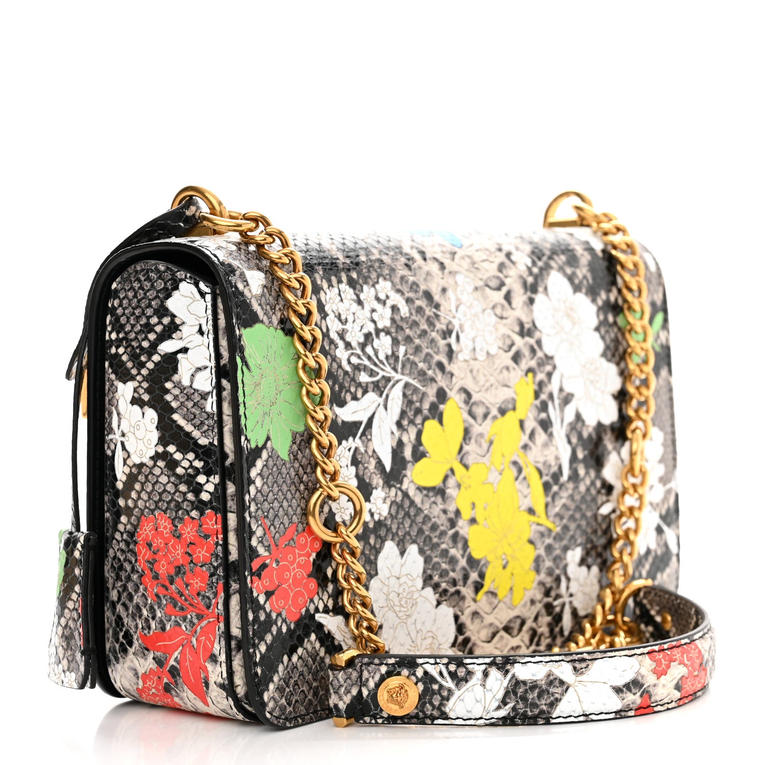Versace Snakeskin Floral Print Tribute Crossbody Bag Multicolor 3 of 10