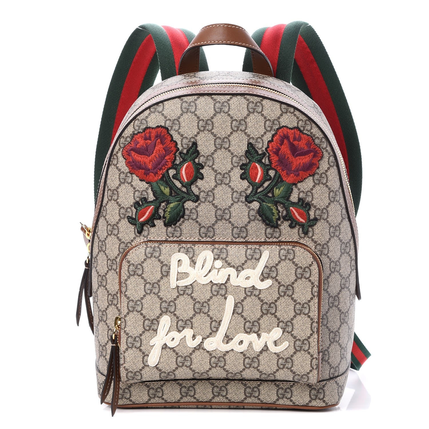 Gucci GG Supreme Monogram Web Blind For Love Embroidered Small Day Backpack 1 of 8