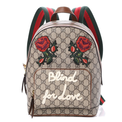 Gucci GG Supreme Monogram Web Blind For Love Embroidered Small Day Backpack 1 of 8