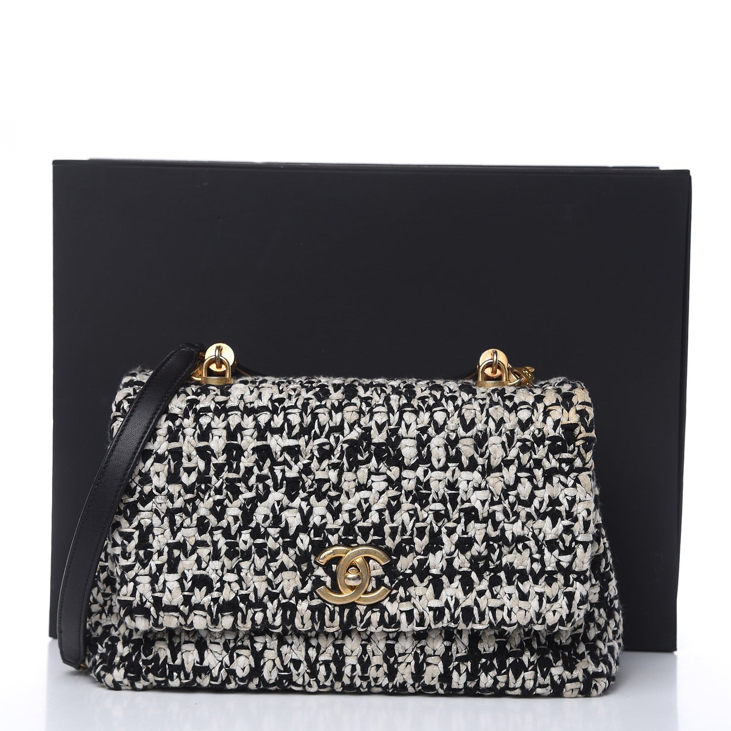 Crochet Small Coco Handle Flap Black Beige