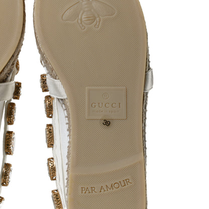 Gucci Canvas Crystal Embellished Espadrilles 39 Great White 8 of 11