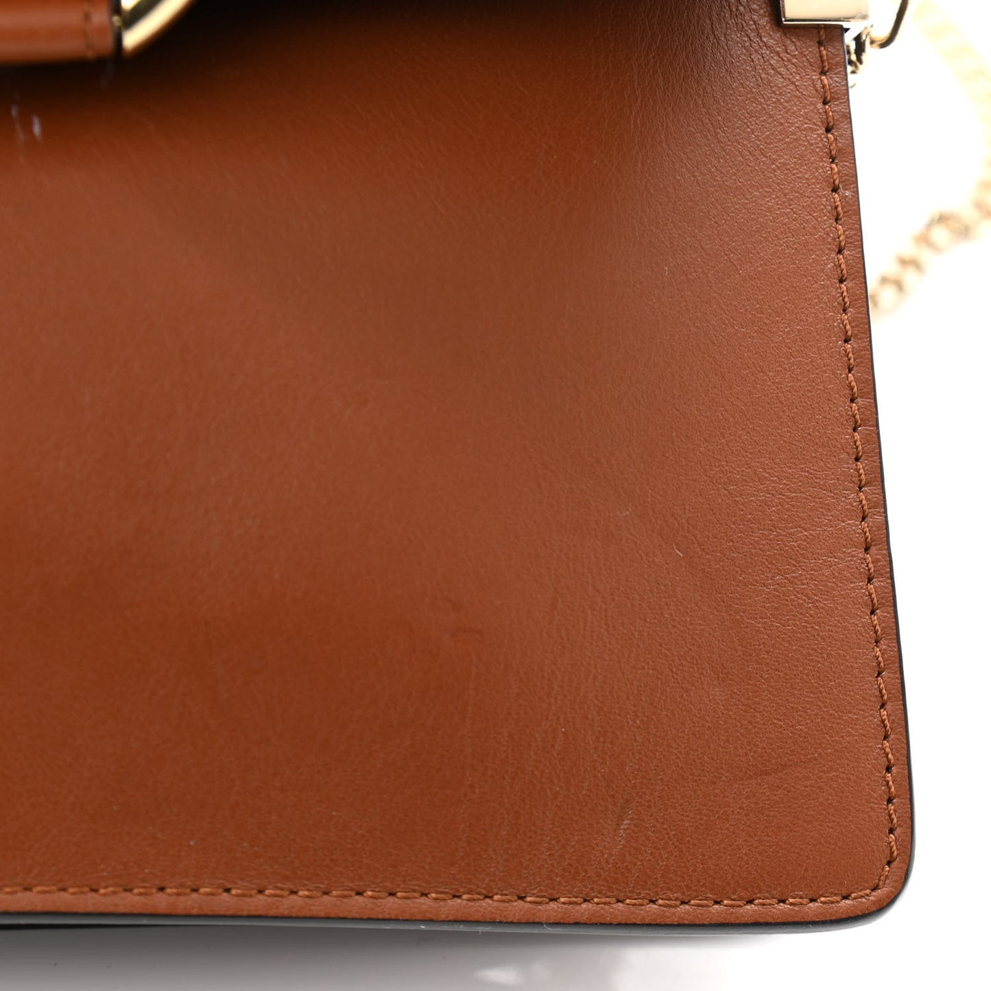 Calfskin Suede Mini Chain Faye Shoulder Bag Tobacco
