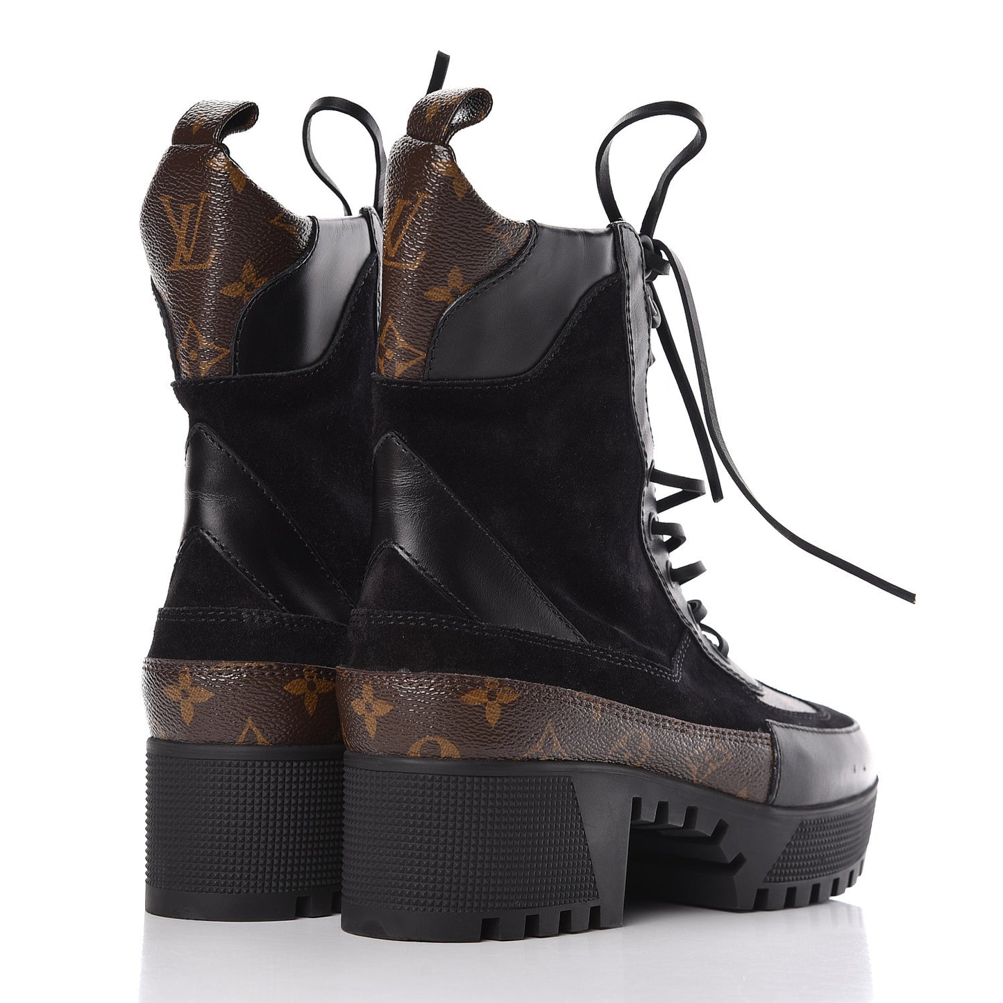 Suede Calfskin Monogram Laureate Platform Desert Boots 40 Black
