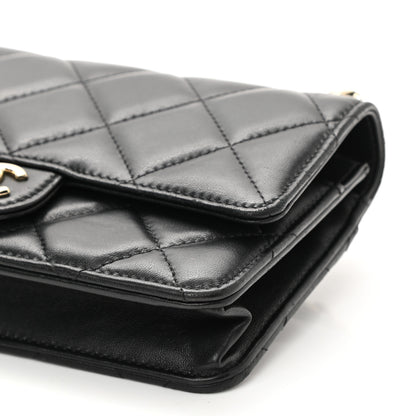 Chanel Lambskin Resin Bi-Color Quilted Wallet On Chain WOC Black 10 of 11