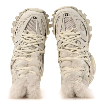 Balenciaga Mesh Nylon Faux Fur Womens Track Hike Sneakers 37 White 2 of 9